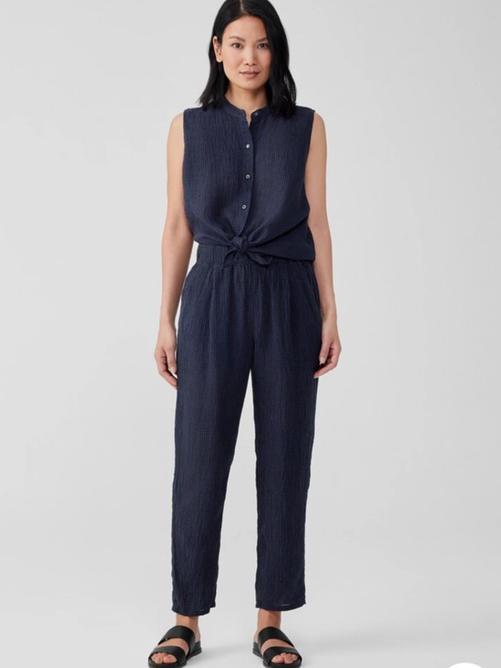 Eileen Fisher Pants - Eileen Fisher Puckered Organic Linen Tapered Pant